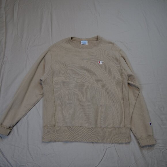 Champion Beige Reverse Weave Crewneck Sweatshirt - Picture 1 of 5
